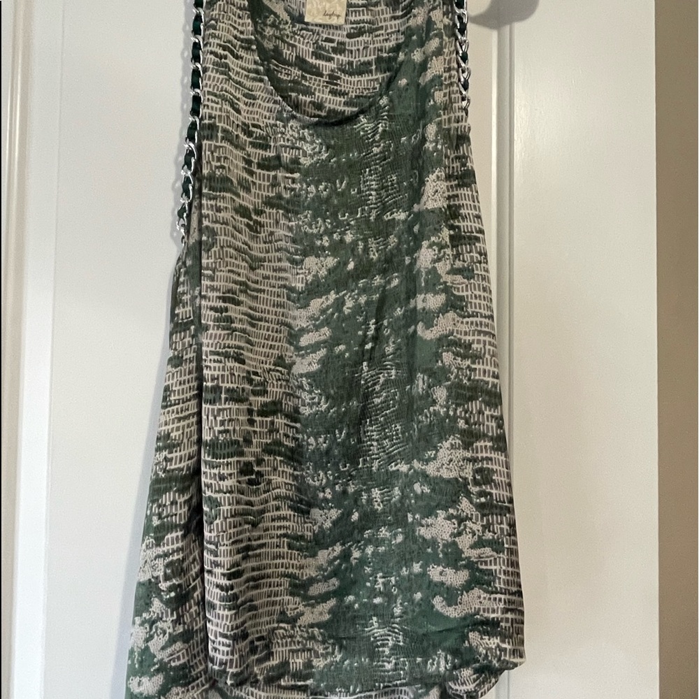 Day trip Green tank with chain detail around sleeves